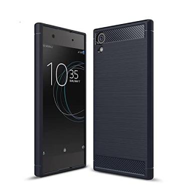Imagem de HONGYAN Capa de telefone Para Sony Xa1 Ultra escovado textura de carbono TPU Case de proteção de armadura robusta à prova de choque Capa protetora