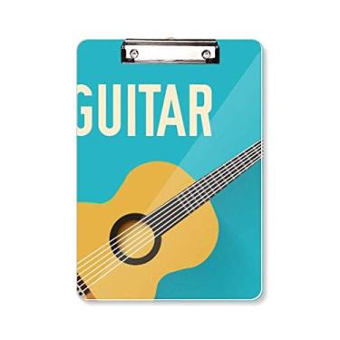 Imagem de Guitar Music Ilustrate Estampa Azul Prancheta Pasta Bloco de Escrita Placa de Apoio A4