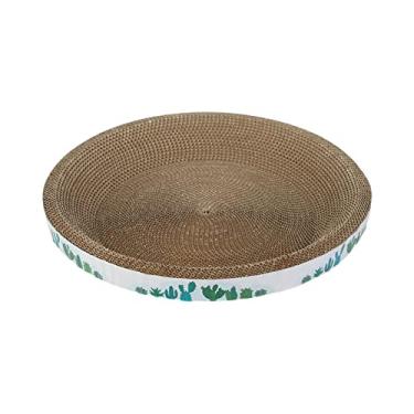 Imagem de Generic Arranhador para gatos de papelão arranhador para gatos casa sofá cama de papelão para gato para gatos pequenos médios grandes gatinho proteção, cacto redondo 43cm