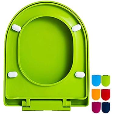 Imagem de Assento De Vaso Sanitário De Plástico Com Fechamento Macio, Assento De Vaso Sanitário De Tamanho Padrão De Liberação Rápida Resistente Para Família De Banheiro Com Dispositivo Ajustável,Verde,Coll