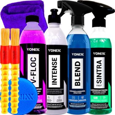 Imagem de Kit Lavagem Automotiva Completa Shampoo V-floc Cera Blend Sintra Fast Intense Vonixx