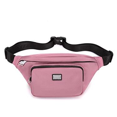 Imagem de Bolsa de tecido de nylon impermeável moda esportes ao ar livre bolsa de cintura casual feminina bolsa de ombro leve bolsa mensageiro, rosa, One Size