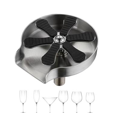 Imagem de THAELY Lavadora de copos para pia,Enxaguador de copos para pia,Arruela de copo giratória de aço inoxidável de 360 ​​graus - Lavadora de garrafas de torneira de pia de alta pressão para restaurantes,