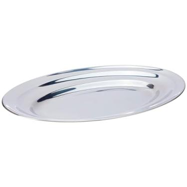 Imagem de Kit 4 Bandeja/travessa Oval Inox Rasa 28,5cm Grande