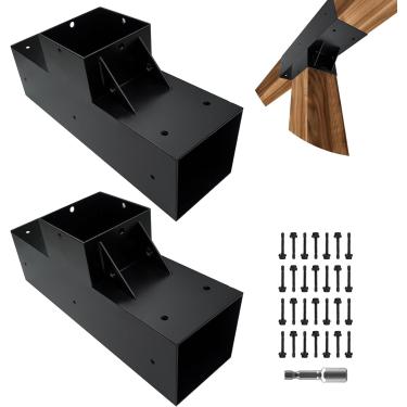 Imagem de Kit de suportes de pérgola em forma de T de 3 vias, suportes de madeira com parafusos para 4 x 4 (real: 8,9 cm x 8,9 cm) vigas de madeira para pérgola de pátio, gazebo de cabine de madeira com