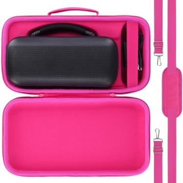 Imagem de Capa protetora rígida para alto-falante portátil Bose SoundLink Max, capa de viagem portátil de substituição com alça de ombro e alça (capa vermelha rosa) - co2CREA