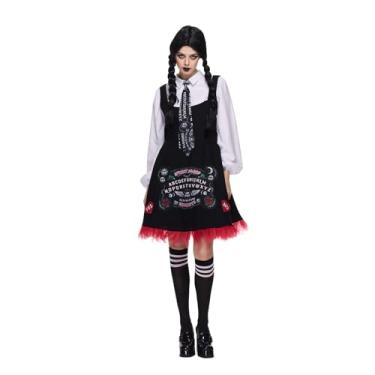 Imagem de EraSpooky Women's Spirit Board Costume Adult Spooky Ouija Board Schoolgirl Dress with Shirt, Tie and Stockings