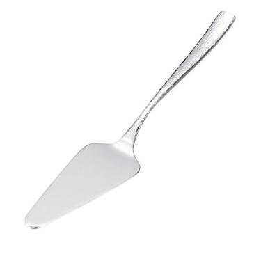 Imagem de KSENDALO Luxuoso servidor de torta de aço inoxidável SUS304 com cabo martelado, espátula prateada para servir, cortar e servir bolos, tortas, pizzas e sobremesas - perfeito para casamentos,