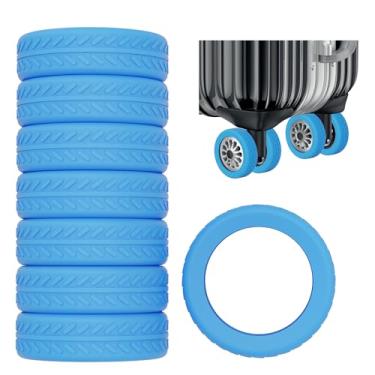 Imagem de AWINNER Pacote com 8 capas de roda de bagagem, capas protetoras de silicone para a maioria das 8 malas de rodas giratórias ou rodízios de cadeira de escritório, duráveis, silenciosas e com absorção de