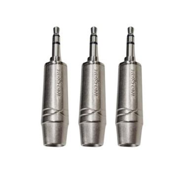 Imagem de Kit 3 Plug P2 Macho Estéreo Metal Prof Para Celular Mesmo com Capa - R