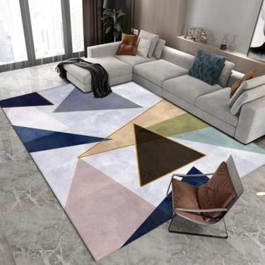Imagem de Tapete geométrico de luxo leve, moderno, sala de estar, área grande, quarto, sofá, lavável à máquina, decoração, carpetes, flanela, 4.200 x 300 cm, 78,7 x 118 pol.