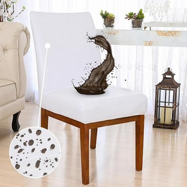 Imagem de Kit 4 Capas Cadeira Jantar Impermeável Branca Decoração de Mesa