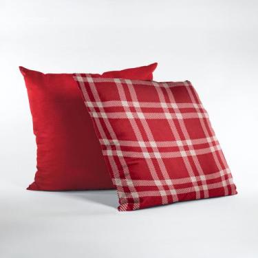 Imagem de Kit 2 Capas de Almofada de Natal Xadrez Vermelho Decorativas 45 x 45 -