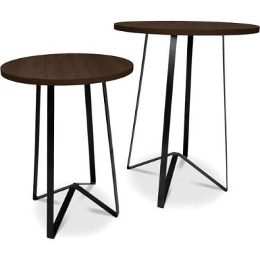 Imagem de Mesa De Canto Dupla Palon Redonda Decoração Para Sala  Preto/Villandry