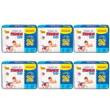 Imagem de Fraldas Turma da Mônica Baby Jumbinho Tamanho P - 6 Pacotes Com 20 Fra