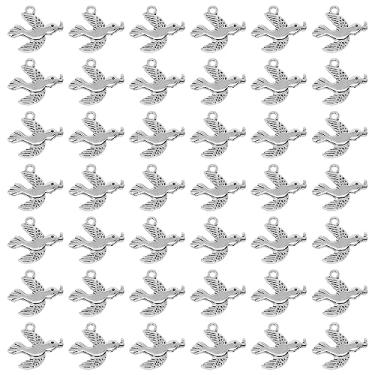Imagem de Honbay Pingente de pomba da paz, 50 peças, pingente de animal pequeno pássaro para brinco, colar, pulseira, chaveiro, joias, artesanato