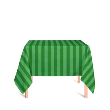 Imagem de Toalha de Mesa Quadrada em Tecido Jacquard Verde Listrado Tradicional 