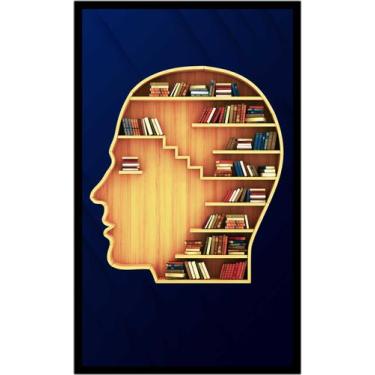 Imagem de Quadro Decorativo Psicologia Psiquiatria Cabeças Livro Estante Consult
