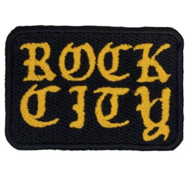 Imagem de Patch Rock City Old English Termocolante Preto/Amarelo, Preto, Amarelo