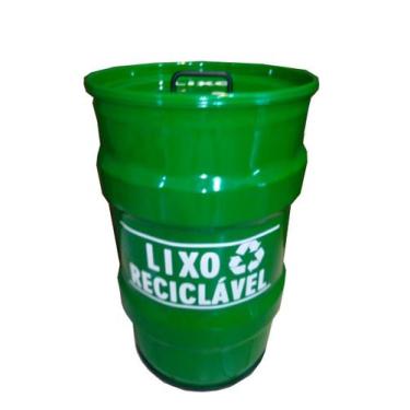 Imagem de Lixeira metalica tambor lixo reciclavel tonel 50lt - EMPORIO CANTO DO 