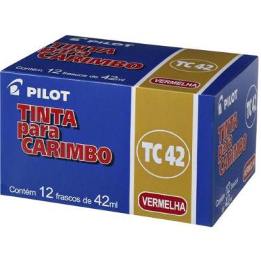 Imagem de Tinta para Carimbo 42ML Vermelha - Caixa com 12 Unidades - Pilot