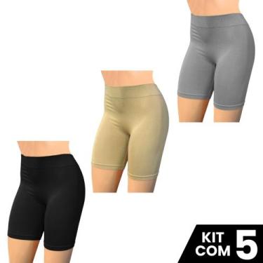 Imagem de Kit 5 Shorts Lingerie Anagua Longos Segunda Pele Sem Costura Confortáv