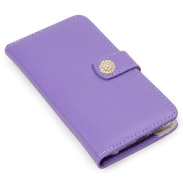 Imagem de Capa carteira couro strass lilas para iphone xs max 6.5 - CELLWAY