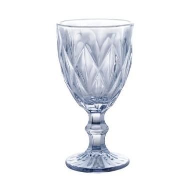 Imagem de CJ.6 Taças p/Agua de Vidro Diamond Azul Metaliado 325ml - Lyor