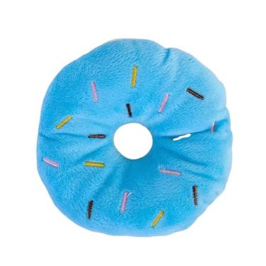 Imagem de WsjiaboFux Blue Donut Brinquedo para mastigar cachorro macio de pelúcia brinquedo de som de donut fofo para animais de estimação, mordida, sonoro, cachorro, brinquedo de mastigar, suprimento de