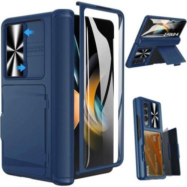 Imagem de Capa Viaotaily com Porta-Cartões para Galaxy Z Fold 4 5G - Azul