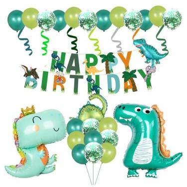 Imagem de Decoração de Aniversário com Dinossauros LilyZheng - Balões e Banner