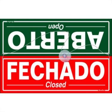 Imagem de Placa Sinalizacao Poliestireno 10X320 ''Aberto/Fechado Com Fio De Nylo