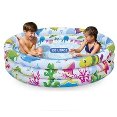 Imagem de Piscina Inflável Redonda Infantil Criança Fundo Do Mar Animais Marinhos 135 Litros