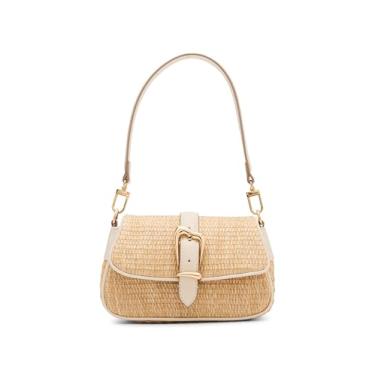 Imagem de Anne Klein Bolsa de ombro feminina com fivela esculpida, pergaminho, Pergaminho, Small
