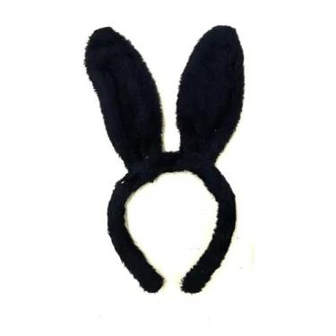 Imagem de Tiara Orelha De Coelho Pelúcia Páscoa Coelhinho Coelhinha (Preto)