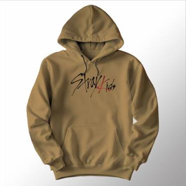 Imagem de Blusa Moletom Canguru Capuz Stray Kids K-pop - Lobo Sete, Bege, GG