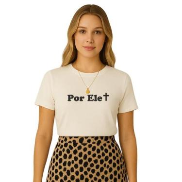 Imagem de Camiseta Feminina cristã Por Ele Algodão Fio 30.1 Manga Curta Gola Red