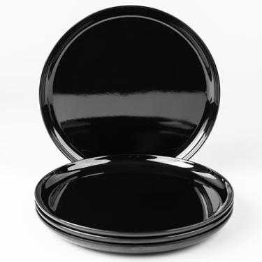 Imagem de ONEderful Conjunto de pratos de jantar de 4 peças de 22,6 cm, pratos de jantar redondos adequados para quatro pessoas, lavável na lava-louças, conjunto de louça de grau alimentício de melamina