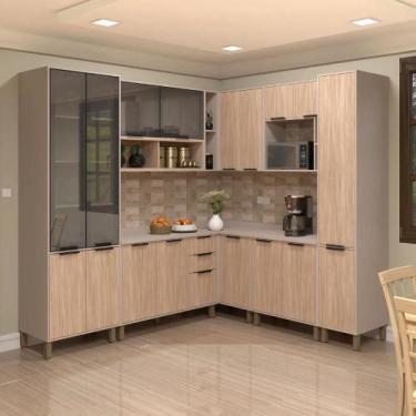 Imagem de Armário Cozinha Completa Stylo 458cm Cristaleira e Paneleiro - Casa La