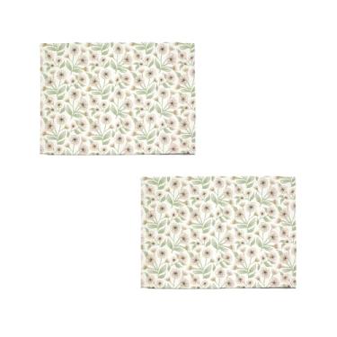 Imagem de Tapete de trabalho Montessori, 70 x 50 cm, conjunto com 2, à prova d'água, opções de padrão (floral creme)