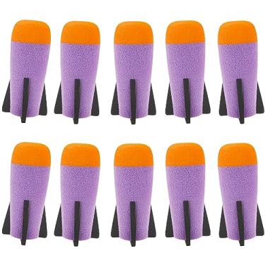Imagem de BOROLA Lançador de foguete de espuma preenchida com mísseis, 10 peças, compatível com Nerf N-Strike Elite Series (Roxo)