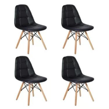Imagem de Kit 4 Cadeiras Sem Braços Eames Botone Preto