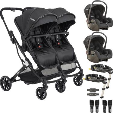 Imagem de Carrinho Kiddo de Gemeos 2 Bebe Conforto 2 Base ISOFIX Zig Zag Preto