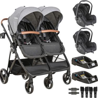 Imagem de Carrinho Kiddo para Gemeos 2 Bebe Conforto 2 Base Cosmos Grafite