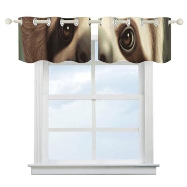 Imagem de Linda cortina blackout preguiça escurecimento de quarto cortinas de janela curta com isolamento térmico cortinas de janela de banheiro para cozinha sala de jantar quarto 2 painéis 132 cm x 46 cm