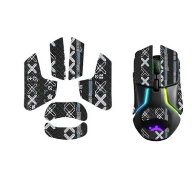 Imagem de NOUKAJU Fita adesiva para mouse cobertura total para SteelSeries Rival 650, fita antiderrapante para mouse, kit de atualização de mouse profissional pré-cortado resistente ao suor (preto)