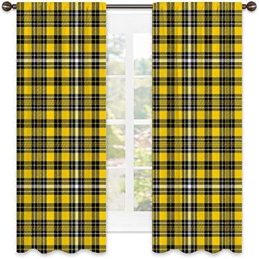 Imagem de Cortinas blecaute xadrez Buffalo para quarto - Cortinas escurecidas com isolamento térmico para sala de estar, L 106 x C 150 cm