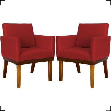 Imagem de Kit 2 Poltronas Decorativa Para Sala Recepção Consultório Escritório Base Em Madeira Divine Suede