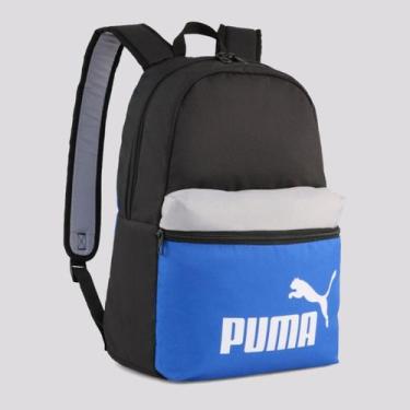 Imagem de Mochila Puma Phase ColorBlock Preta e Azul, Único