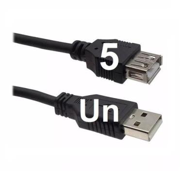Imagem de Kit 5 Cabo Extensão Usb 1.8 Metros 2.0 Extensor Macho Fêmea - Xway, Pr